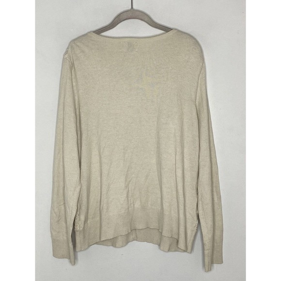 J JIll Delight In The Details Crochet Lace Button Up Cardigan Ivory Size Large - Picture 6 of 6